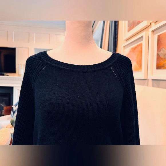 KERRI ROSENTHAL Women’s Navy Blue Puff Sleeve Pullover Sweater Size L - Picture 2 of 14